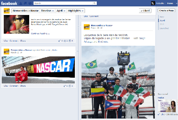 A recent Facebook post featuring Los Latinos at the NASCAR K&N Pro Series East race at Bristol