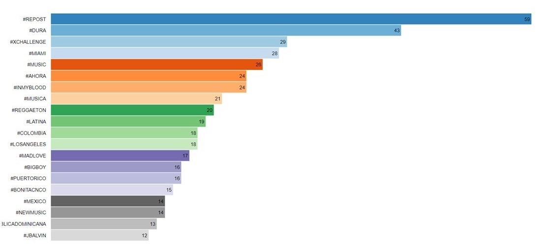 Wordcloud: Top Hashtags Among Hispanic Music Influencers